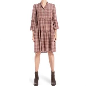 NEW MAX STUDIO Plaid 3/4 Sleeve Dress